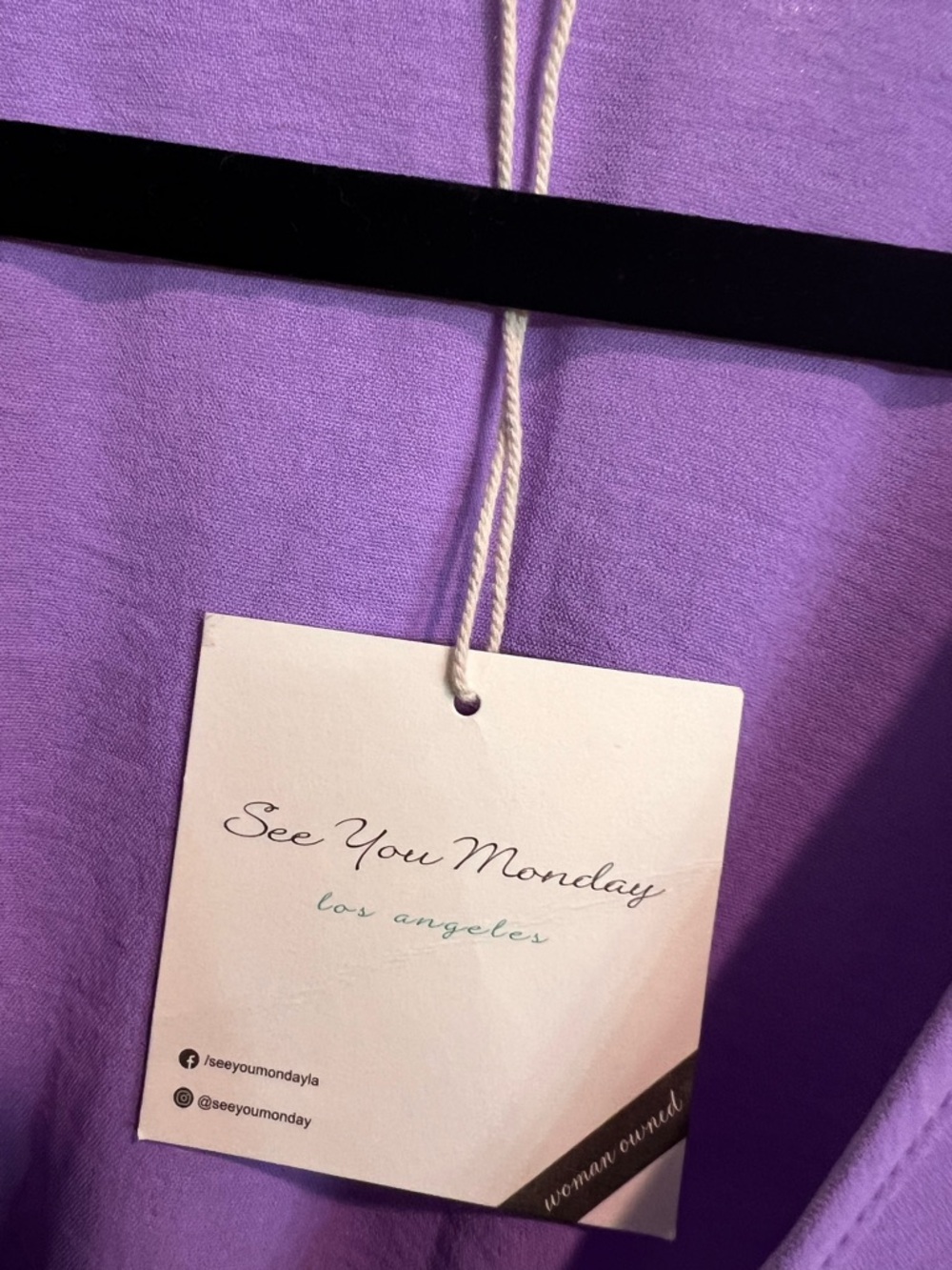 See You Monday Purple Dress V-Neck Tie Front Knee Length Size L - Picture 3 of 5